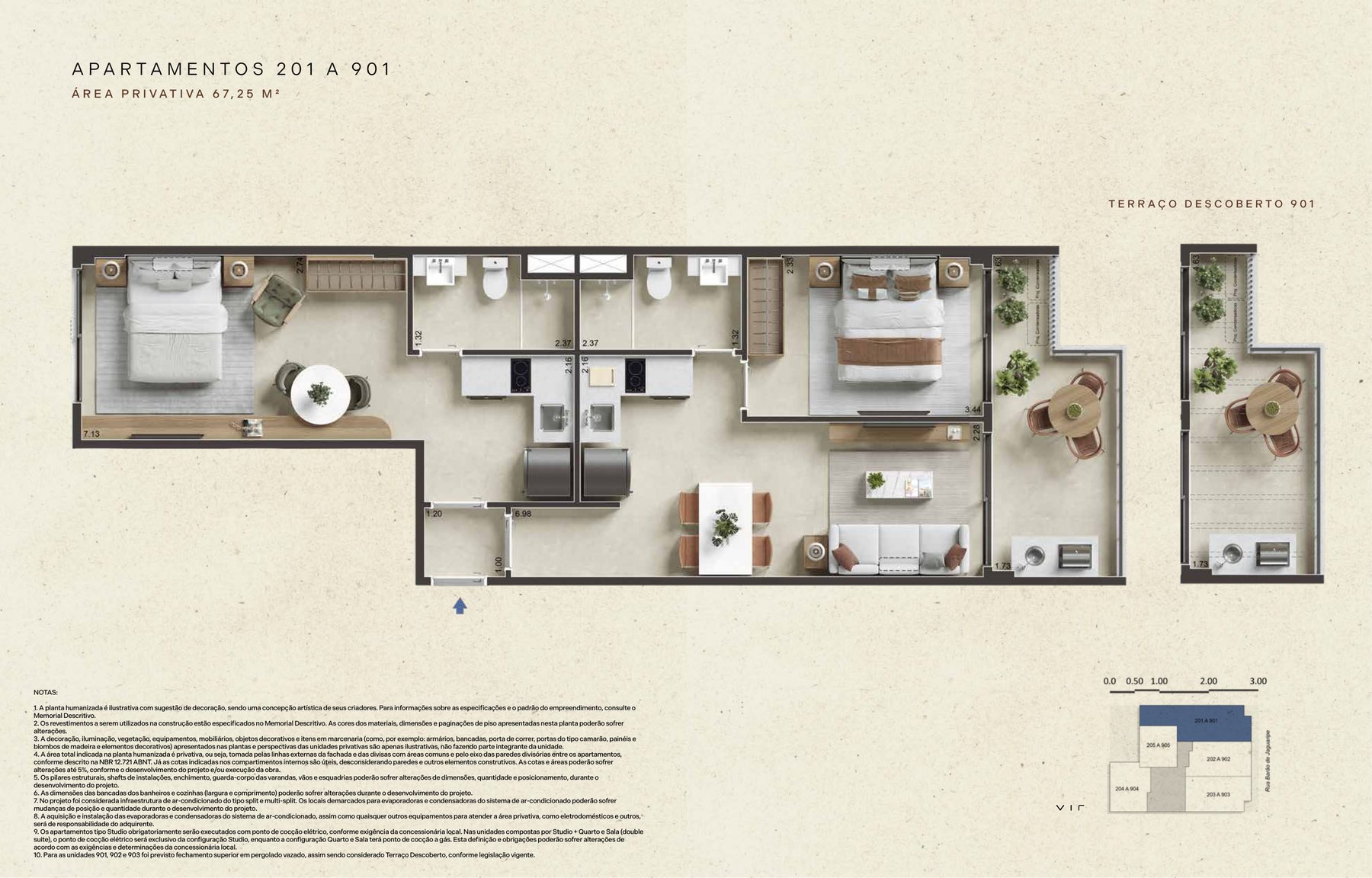 Planta 1 quarto + studio