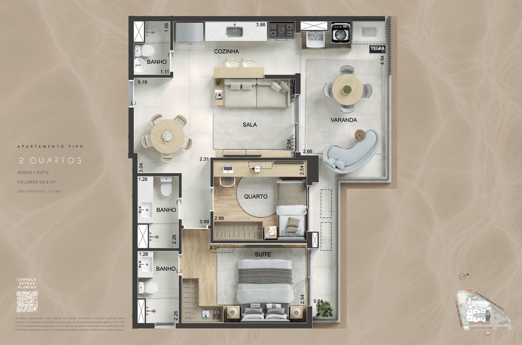 Planta 2 quartos