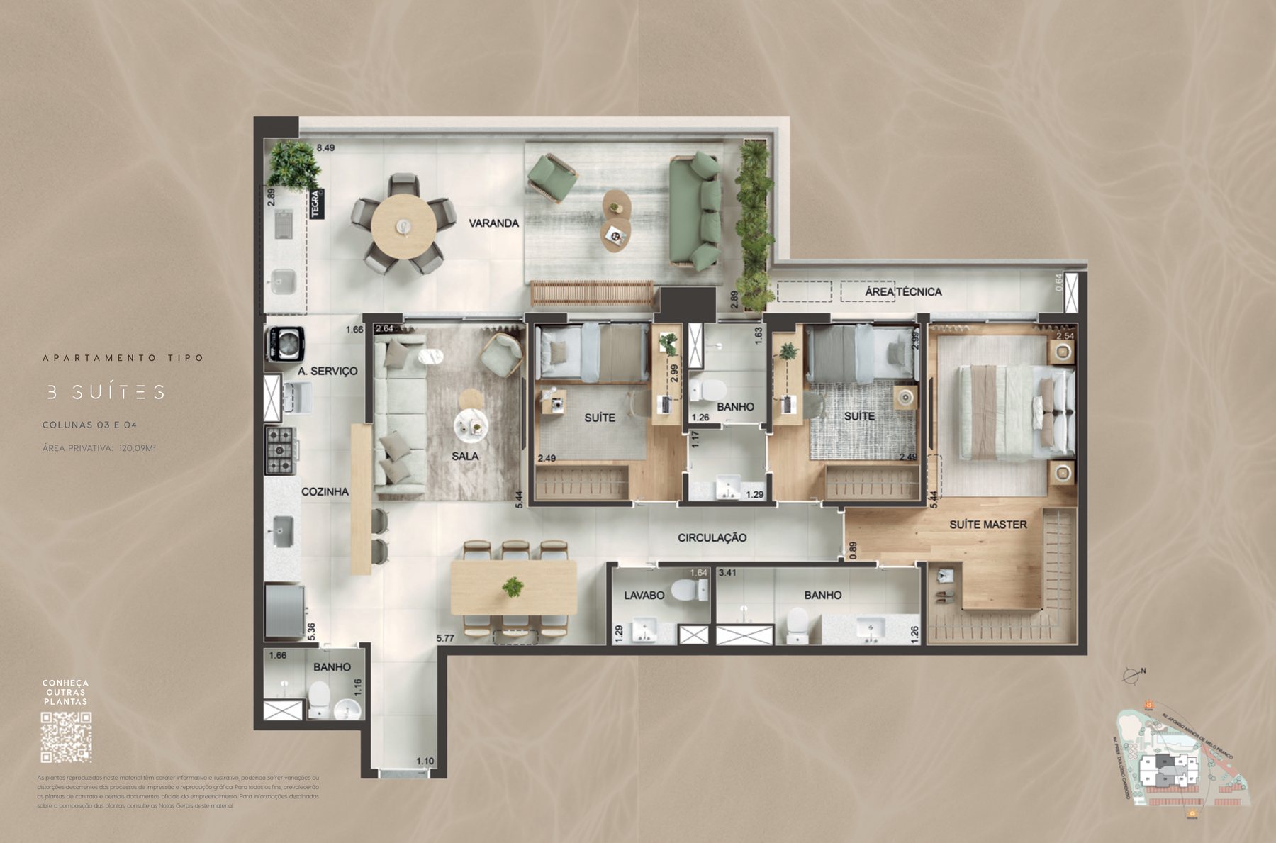 Planta 3 suítes
