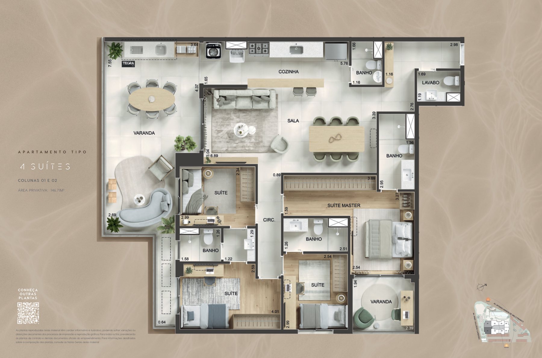 Planta 4 suítes