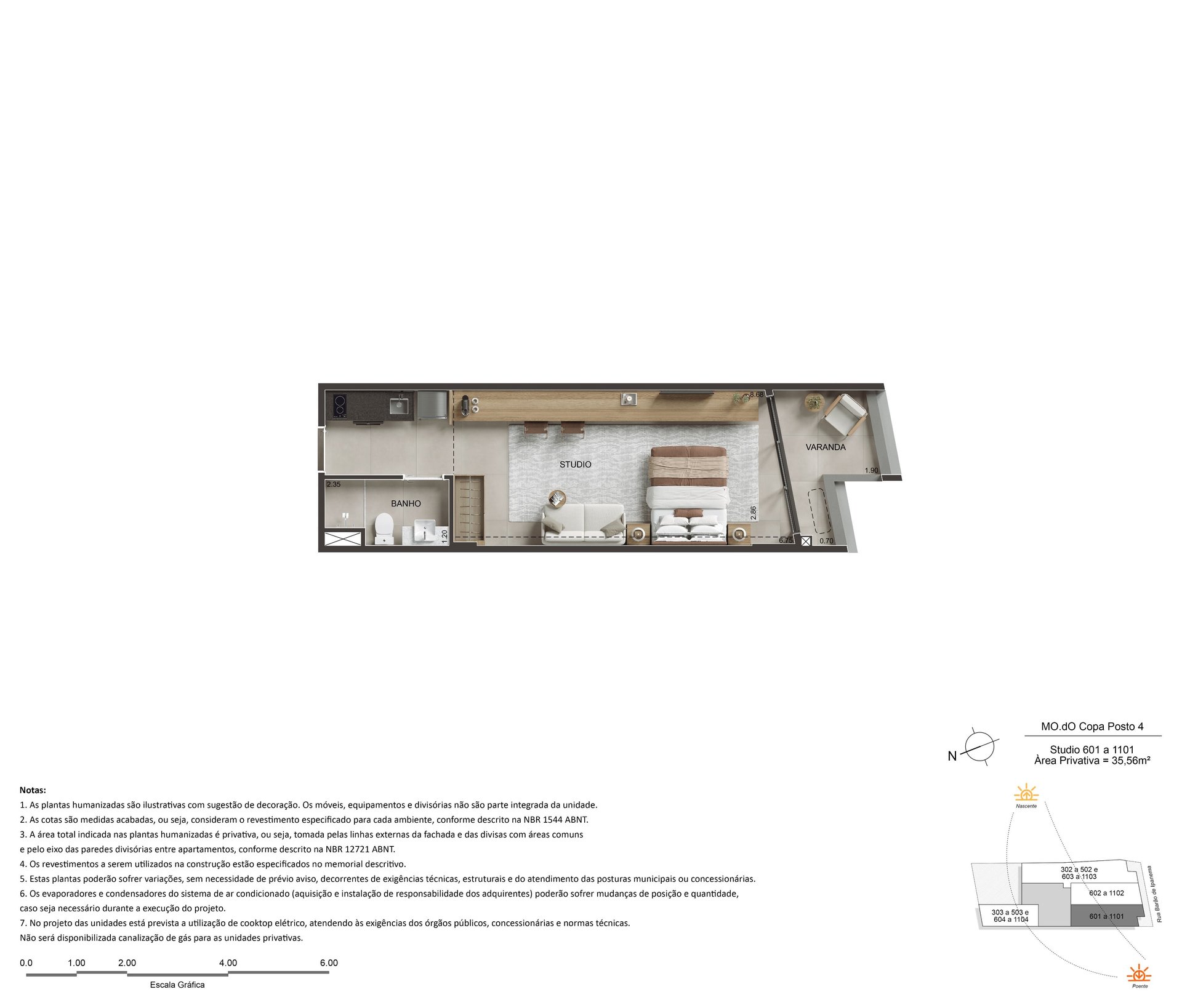 Planta humanizada — Studio 35,56 m²