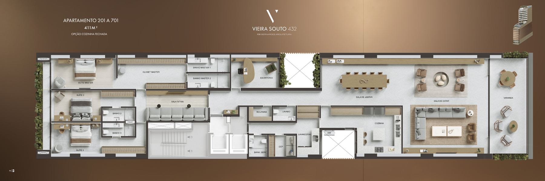 Planta tipo 411m²